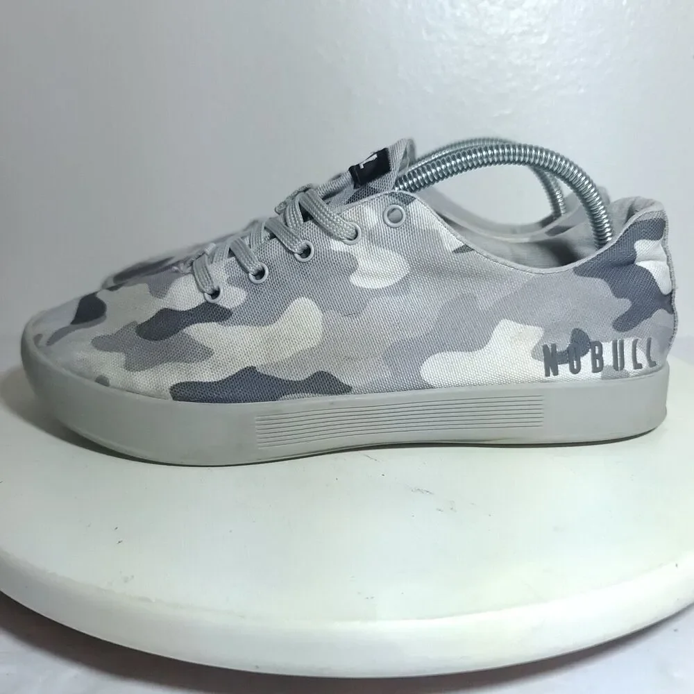 NOBULL Camo Canvas Trainers Women's Size 8.5 Gray Black White Sneakers Shoes